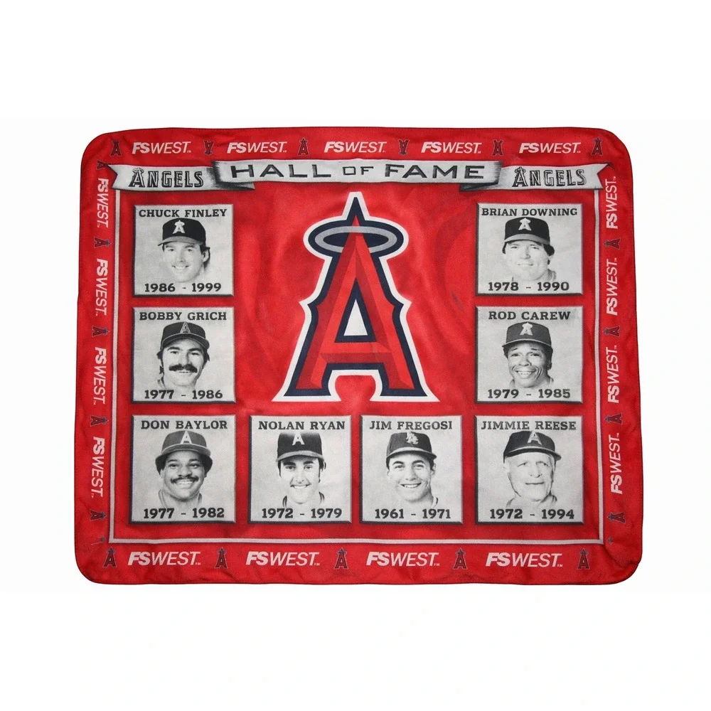 Los Angeles Angels Hall of Fame Fleece Throw‎ Blanket FS Vest Red 46x63 MLB